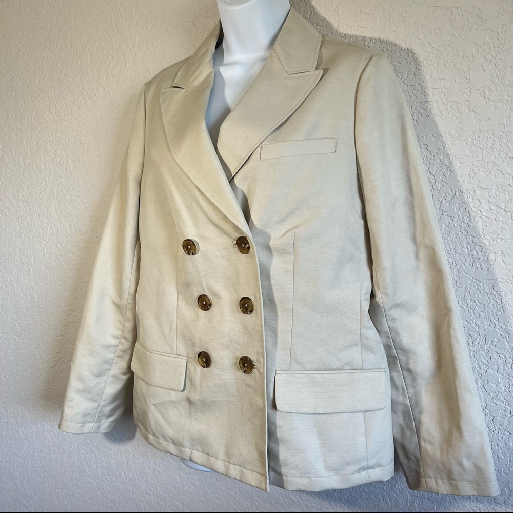 Brooks Brothers Linen Blend Khaki Double Breasted Jacket - Picture 5 of 11